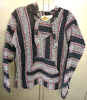 VTG 90s Earth Ragz Mens S Jacket Mexican Blanket Hoodie Hippie 