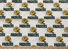 NFL GREEN BAY PACKERS football 100 cotton fabric HALF yard 18 x58 White, New