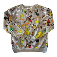 Looney Tunes Characters Sweatshirt Long Sleeve Graphic Gray Size Medium 7-9 