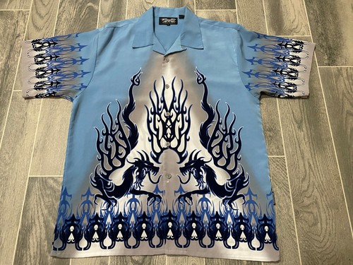 Dragonfly Button Up Shirt Mens Blue 