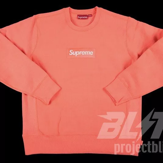 SWEAT SHIRT COL ROND LOGO FW18 SUPREME BOX ROSE FLUORESCENT TAILLE M MEDIUM 2018