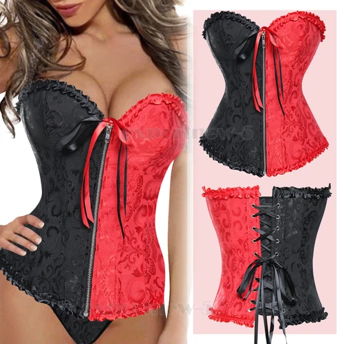Bustier Corsé Top Mujeres Sobre Busto Con Cordones Cintura Deshuesada Entrenador Lencería Burlesca - Imagen 11 de 32