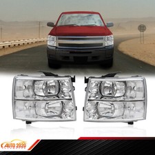 Fit For 07-14 Chevy Silverado Chrome Housing Clear Corner Headlight Replacement Fit For 07-14 Chevy Silverado Chrome Housing Clear Corner Headlight Replacement