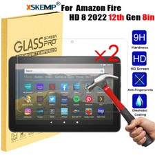 2PCS For Amazon Fire HD 8 HD8 Plus 2022 10th 12th Glass Screen Protector Cover