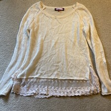 Vintage V/o Cream Sweater With Lace Size L