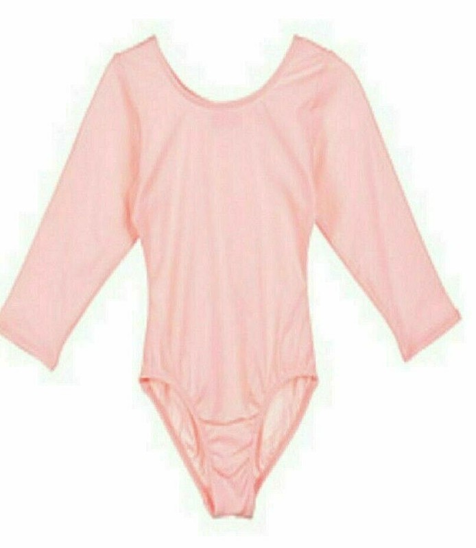 Jacques Moret Leotard Bodysuit 3/4 Sleeve Nylon Pink New Girl Child S 6/7 6 7