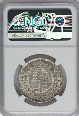 UK - GREAT BRITAIN , SILVER 1/2 CROWN 1887 JUBILEE HEAD NGC MS 63