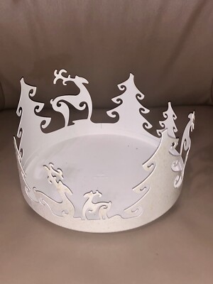 PartyLite NORDIC ICE Candle Tray P8960 3-Wick Holder Glitter Christmas Tree Deer