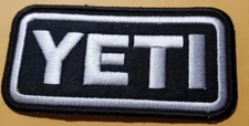 Embroidered YETI black/white Patch approx 2X3.75" iron or sew