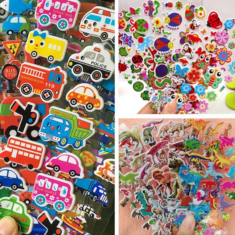 6 Sheets Kids Stickers 3D Puffy Bulk Stickers for Girl Boy