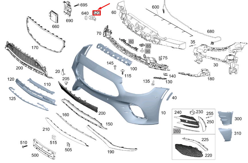 MERCEDES-BENZ E C238 Front Center Sensor A22390501059999
