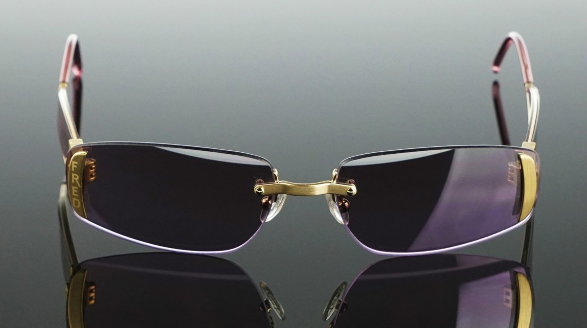 RARE $1200 Gold Plated FRED LUNETTES Designer Marine Percee
