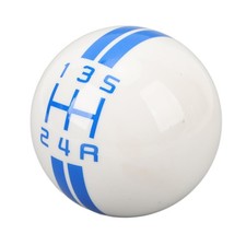 5 Speed Manual Gear Shift Knob White Blue Resin Round Ball 3 Adapters 57mm