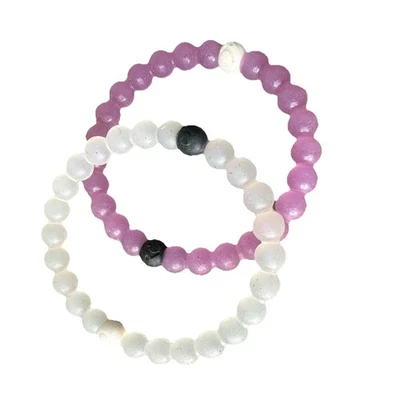 Lot 2 Lokai Bracelets White Lavender Alzheimer’s Awareness Limited Edition Sz M - Image 1 of 4