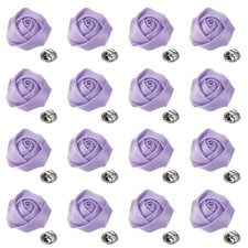 16Pcs Rose Lapel Pin 2 Inch Men's Flower Boutonnieres Light Purple