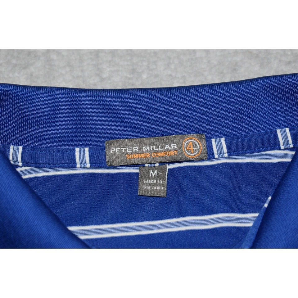 Peter Millar Men Size Medium Golf Polo Shirt Summer Comfort Performance Blue - Image 4 of 4