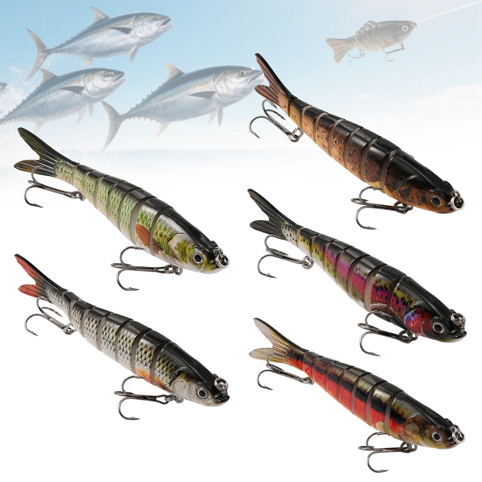5pcs 3D Fish Sharp Hooks Lifelike Fishing Lures Multi-Jointed Swimbait for Bass - Image 6