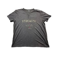 Express Mens Large Brown Henley Strength Short Sleeve T Shirt