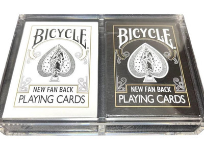 Bicycle New Fan Back Playing Cards White & Black 2 Deck Set USPCC Made USA
