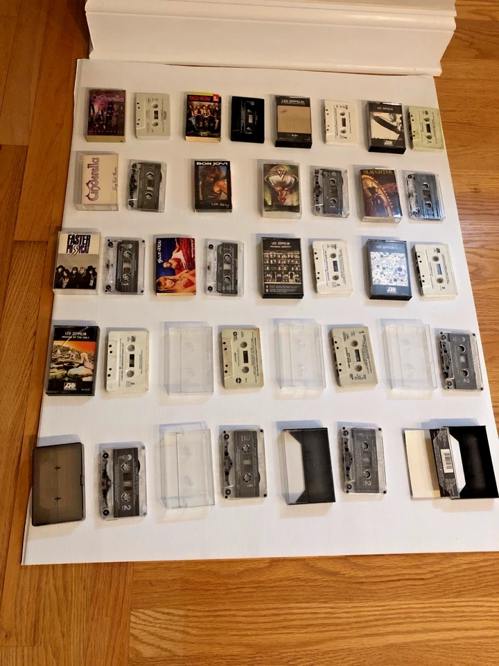 Vtg 20 Cassette Tapes Assorted Collection Rock Metal Hair Band Led Zeppelin Foto 2 de 4