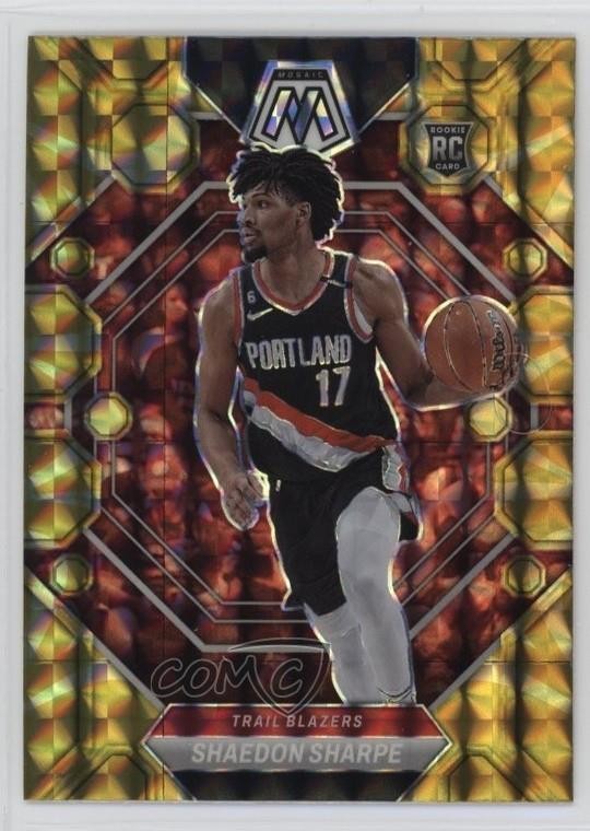 2022-23 Panini Mosaic Rookies Reactive Yellow Prizm Shaedon Sharpe #213 0sp3