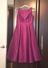 8p Adrianna Papell Women's Duchess Satin Dress - Mulberry, worn once