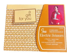 New Vintage Sears Cordless Rechargeable Electric Scissors 25 2182 Sewing Crafts