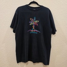 Vintage Anvil Phoenix Neon Palm Tree Embroidered T-Shirt Black Large USA Made