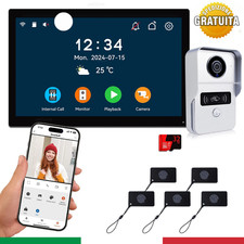 Videocitofono Wifi 2 Fili Kit Citofono Monofamiliare Wireless 7 Pollici HD 1080P