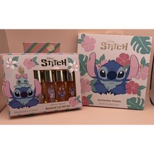 Disney Stitch Eyeshadow Palette and Hibiscus Scented Lip Oil 2pc Makeup Gift Set