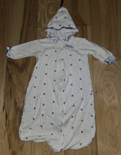 Vtg. Baby Dior Infant New Born Sleep Sack Gown Up To 13 Pounds Hooded Sailboats