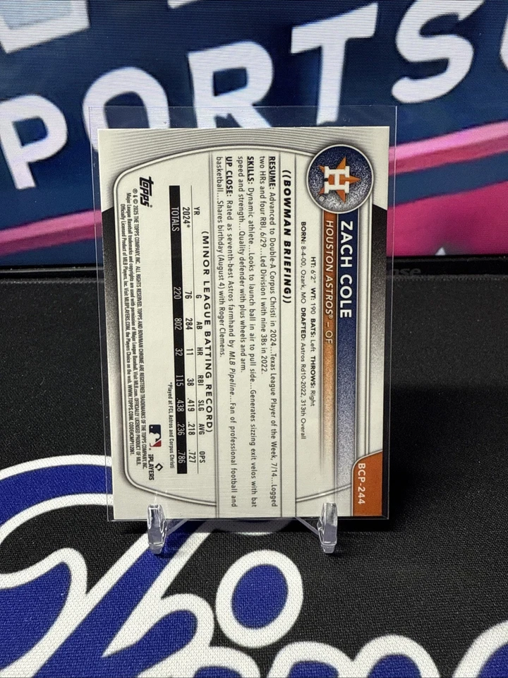 2025 Bowman Chrome Zach Cole 1st Bowman Gumball Refractor SSP RARE 1:1,947 PACKS - Image 2 of 2