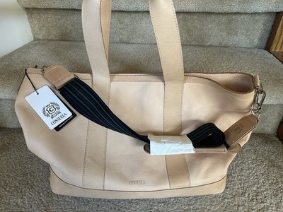 Consuela Diego Max Tote Leather Bag Tan Large Weekender Carryall Shoulder Strap 