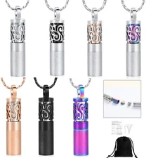 Tree of Lift Cylinder Urn Pendant Cremation Jewelry for Ashes Memory Necklace