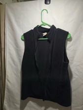 L.L.Bean Mens Medium Regular Black Fleece Vest Full Zip Pockets Outdoor Hiking