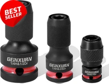 3PCS Impact Screwdriver Bit Holders,1/2",3/8",1/4"Square Drive 1/4"Hex Adapter