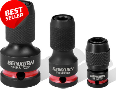 3PCS Impact Screwdriver Bit Holders,1/2'',3/8'',1/4''Square Drive 1/4''Hex Adapter