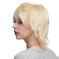 Short Spiky Layered Fluffy Blonde Cosplay Wig...