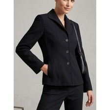 Lafayette 148 New York Black Wool Blazer Jacket Lined Fitted Corporate Sz 14