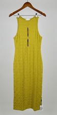 ASOS Design Size 12 Olive Yellow Textured Knit Keyhole Sleeveless Midi Dress NWT