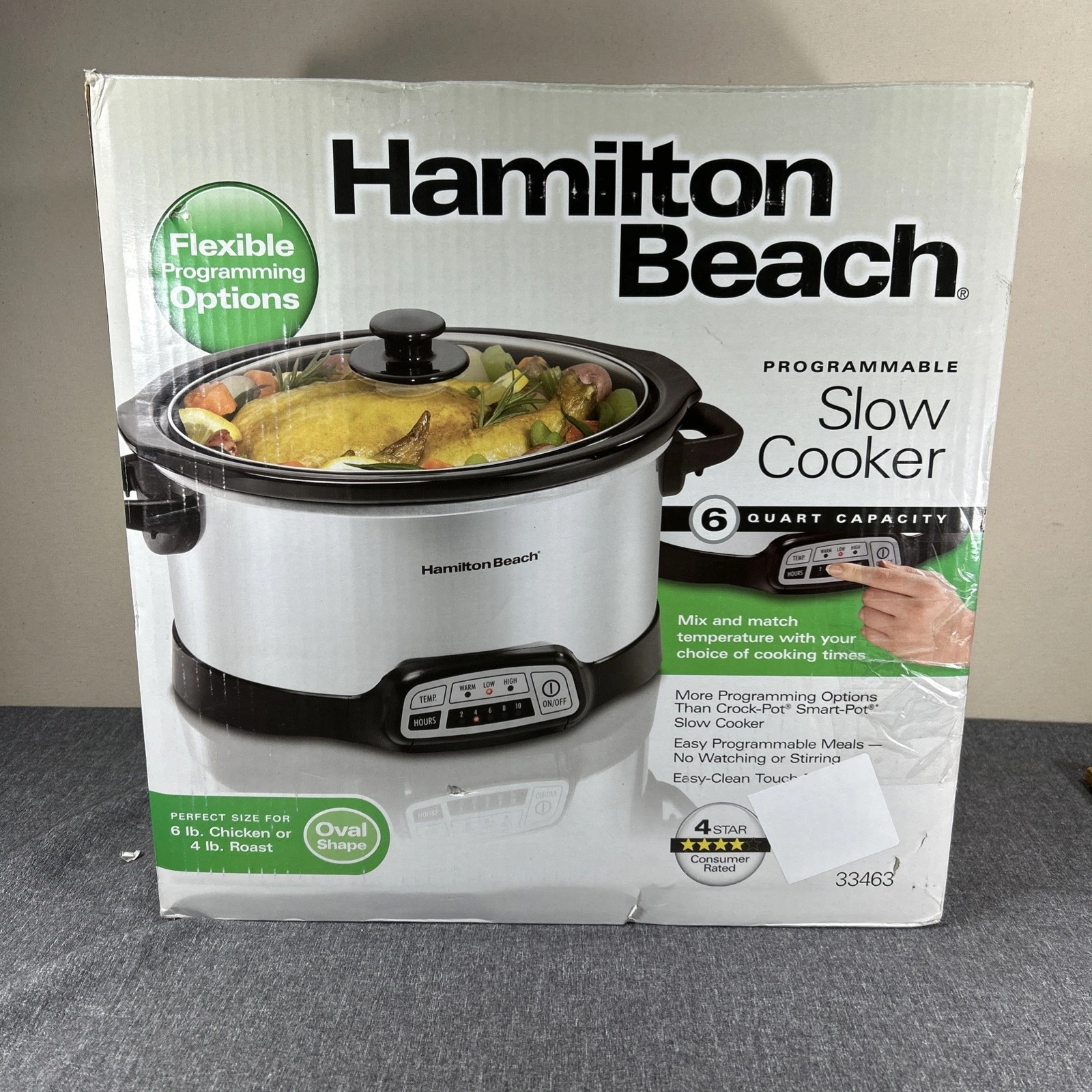 Hamilton Beach Programmable Slow Cooker - Silver - 33463 *New Open Box Unused