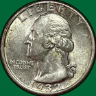 1932 Washington Quarter Silver Almost Uncirculated AU Coin, Scratch #36529