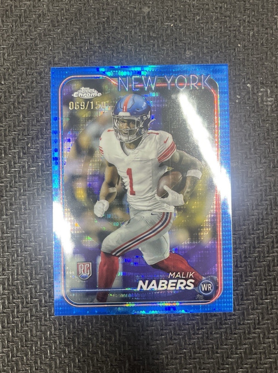 2024 TOPPS CHROME MALIK NABERS ROOKIE RC BLUE SONAR REFRACTOR /150 205 GIANTS