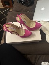 JIMMY CHOO Shoe Pink Tame Swarovski Crystal embellished Suede Pumps Heels 37.5/7