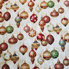 Robert Kaufman Ornaments Fabric 100% Cotton Christmas FQ HY BTY By the Yard