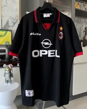 Vintage AC Milan 1997/98 Lotto Opel Black Fourth Shirt Jersey
