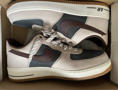 Nike Air Force 1 Men's Low Top Lace-Up Colorblock Sneakers White Blue Brown