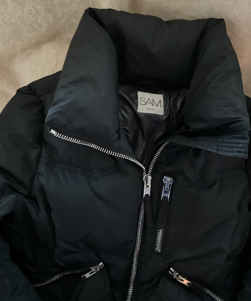 CHAQUETA PUFFER SAM NEW YORK NEGRA MUJER PLUMÓN ESTILO Y COMODIDAD S/M Foto 3 de 4