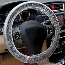 100PCS Disposable Steering Wheel Cover, Plastic Transparent Car Steering Wheel C