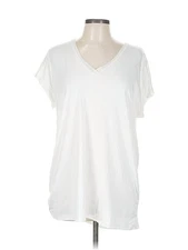 H By Halston Women White Short Sleeve T-Shirt L